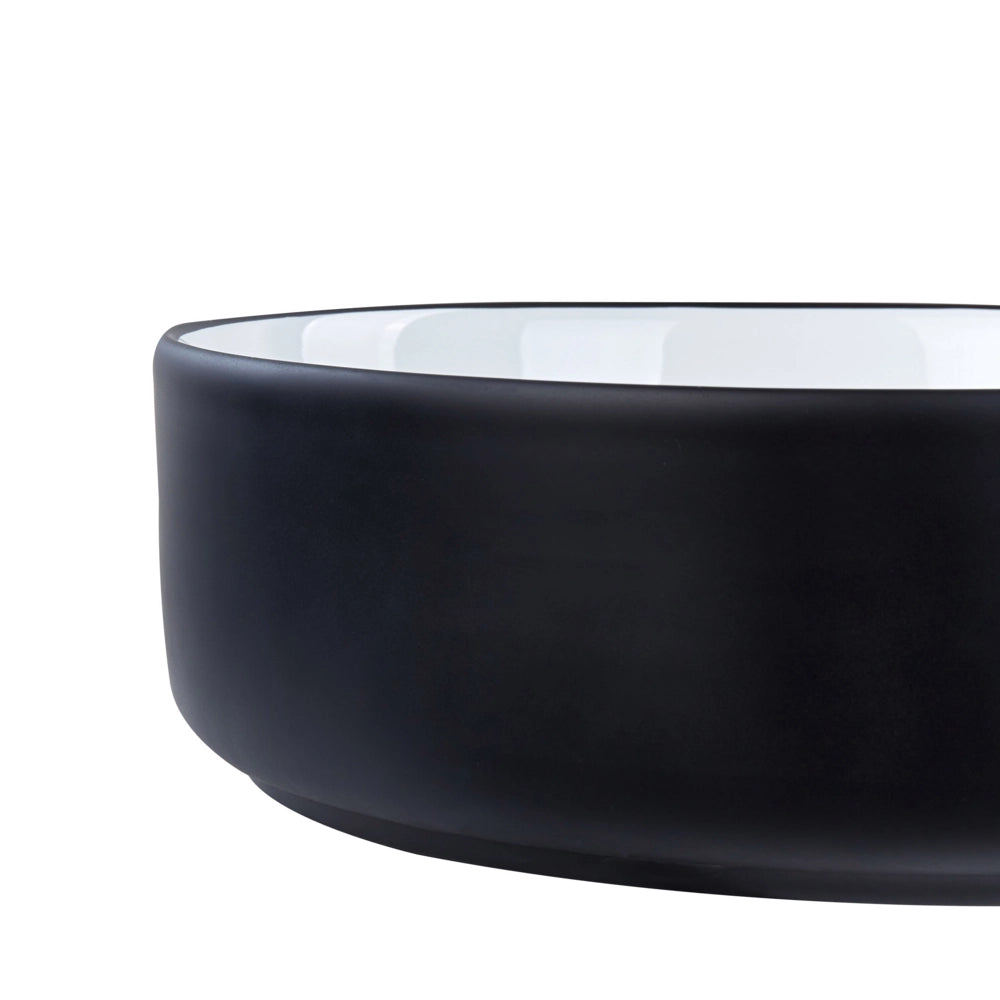 Lavabo da bagno rotondo in ceramica 36 cm nero e bianco stile moderno elegante