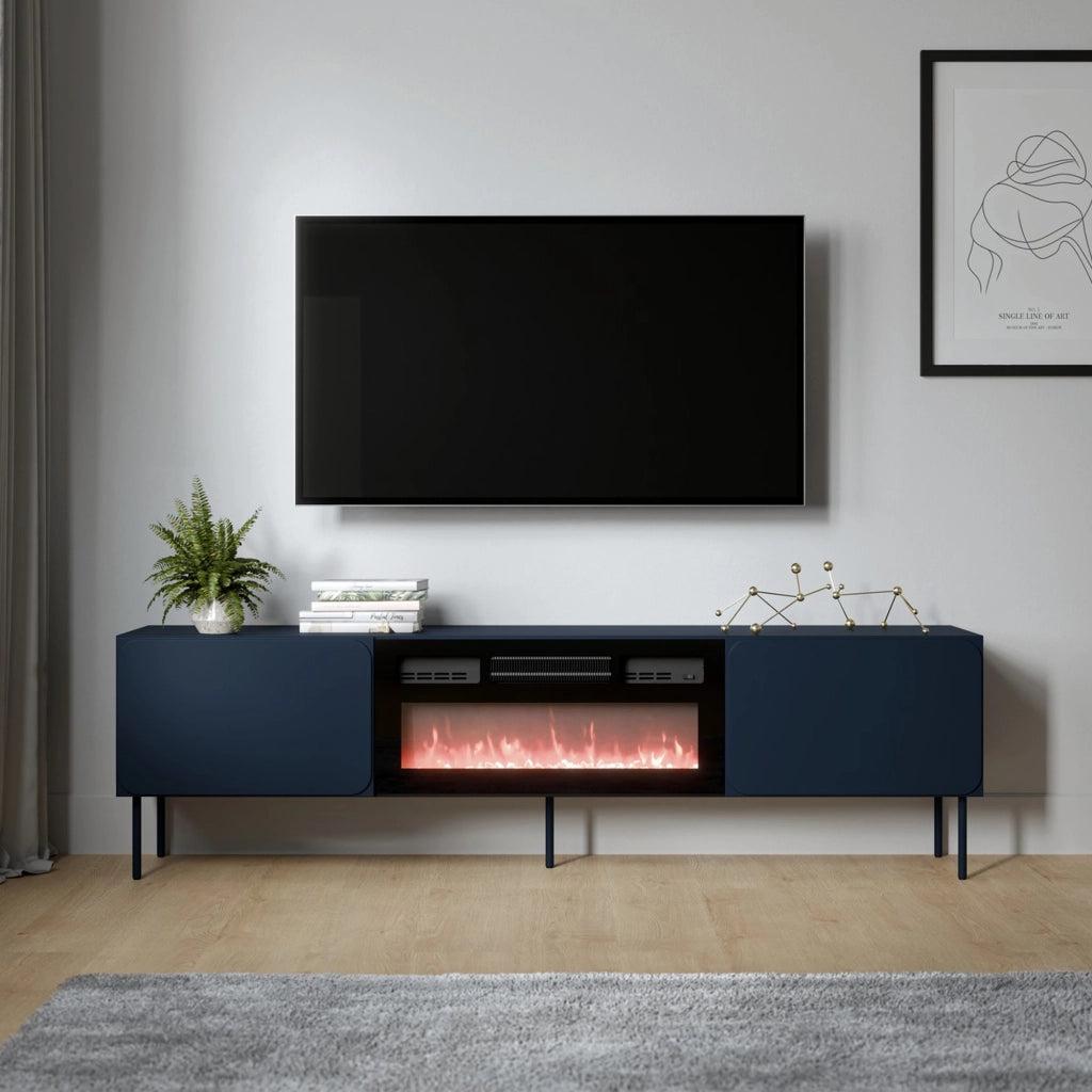 Vermezzo, Mobile Porta tv un Ripiano, 200x42x57h cm blu