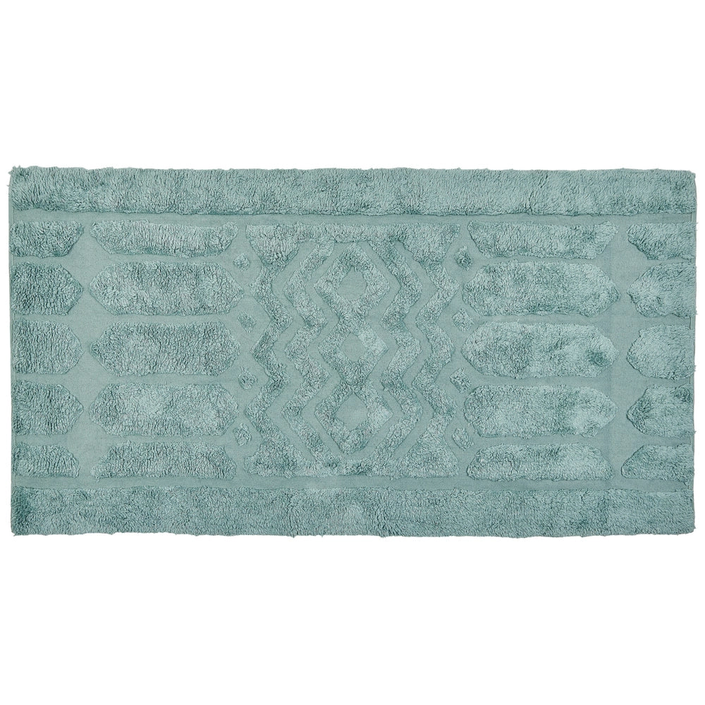 Tappeto in morbido cotone verde menta 80 x 150 cm con motivo geometrico camera da letto soggiorno