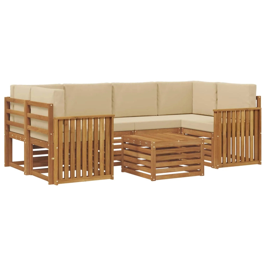 Set di divani da esterno con cuscino 7 pcs Naturale e Beige 3374448