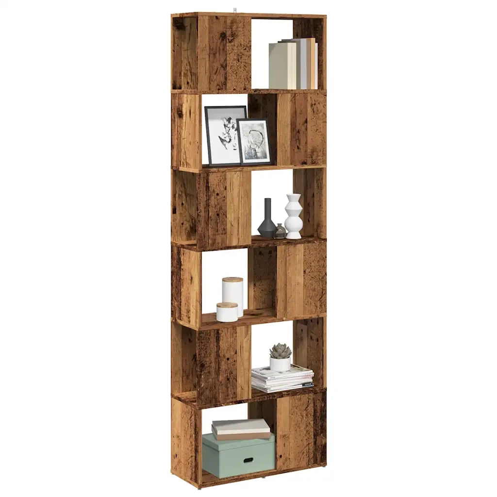 Libreria Divisorio-Scaffale per Libri-Mobile di Stoccaggio Stanza Legno Antico 60x24x186 cm