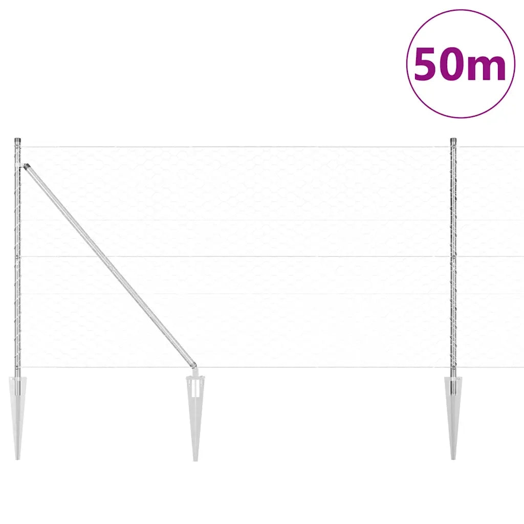 Palo della recinzione Argento 50 x 1,2 m (maglia da 50 mm)