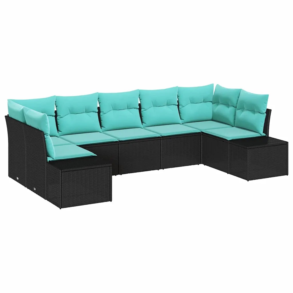 Set Divano da Giardino 7 pz Nero polyrattan 3347216