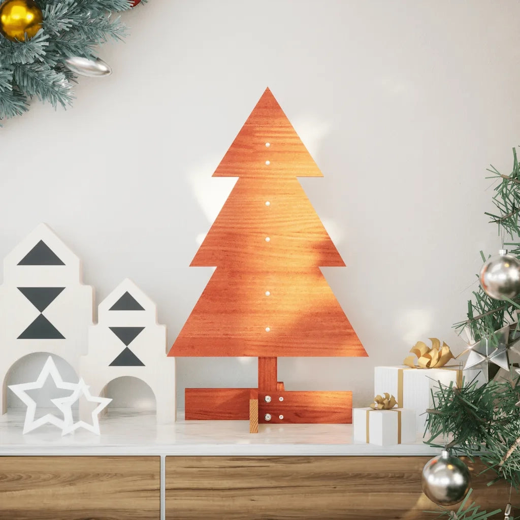 Albero di Natale Marrone Cera 60 cm in Legno Massello di Pino 858182