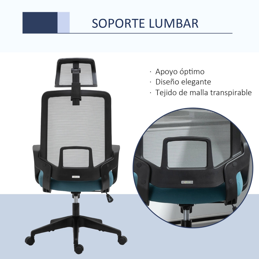 Sedia da ufficio ergonomica ¨C zephmum ¨C 63.5x63x116.5-125.5 cm blu grigio