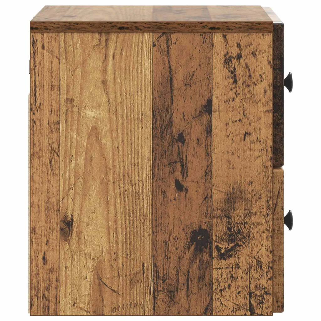 Set di 2 Comodini | Armadio da Notte | Mobiletto da notte a muro Legno antico 33 x 34,5 x 40 cm