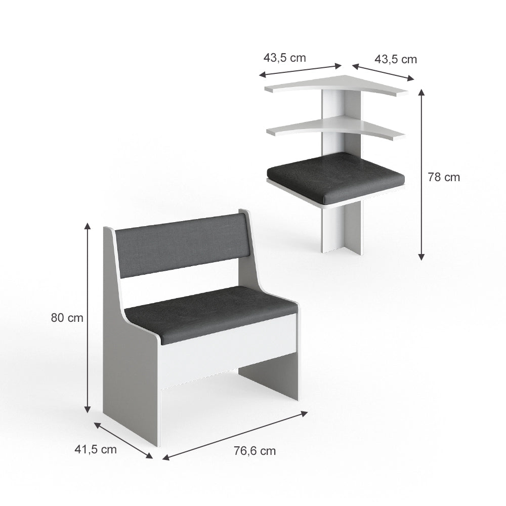 Vicco Gruppo panca ad angolo Bianco 41.5 x 120 cm Senza tavolo