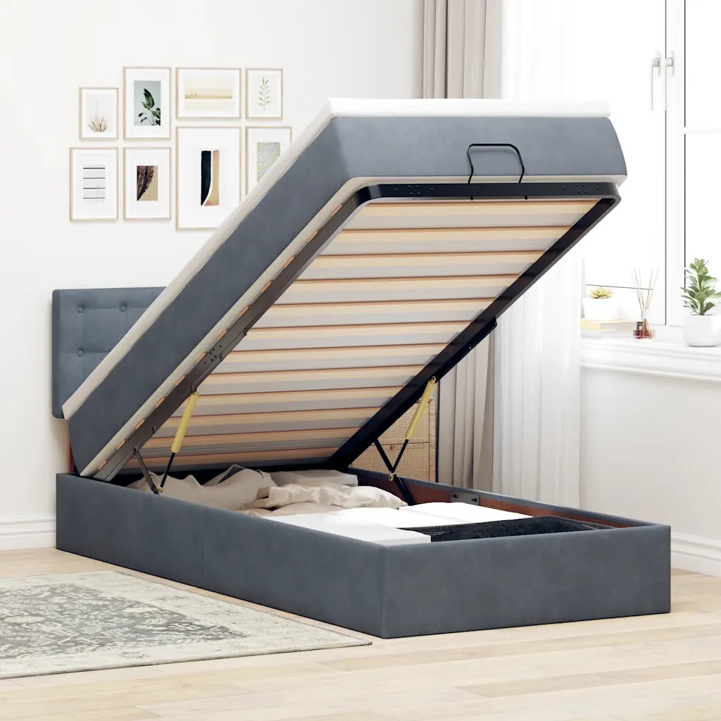Struttura Letto Pouf con Materasso 100x200 cm Velluto 3311898