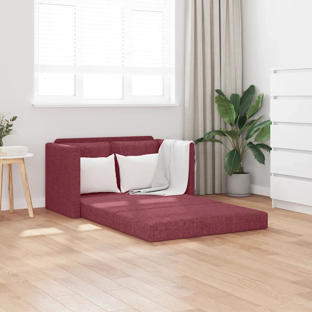 Divano Letto da Terra 2 in 1 Rosso Vino 112x174x55cm Tessuto 353967