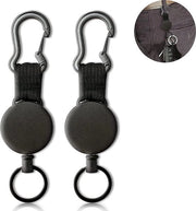 Sostegno da chiave retrattile - Cavo di chiusura in acciaio - Porta carte/ID retrattile - Clip da chiave per cintura/cinturone e clip da sci