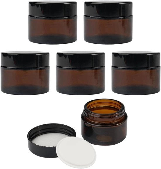 Scatola di vetro giallo - 6 contenitori di crema 30 ml/50 ml