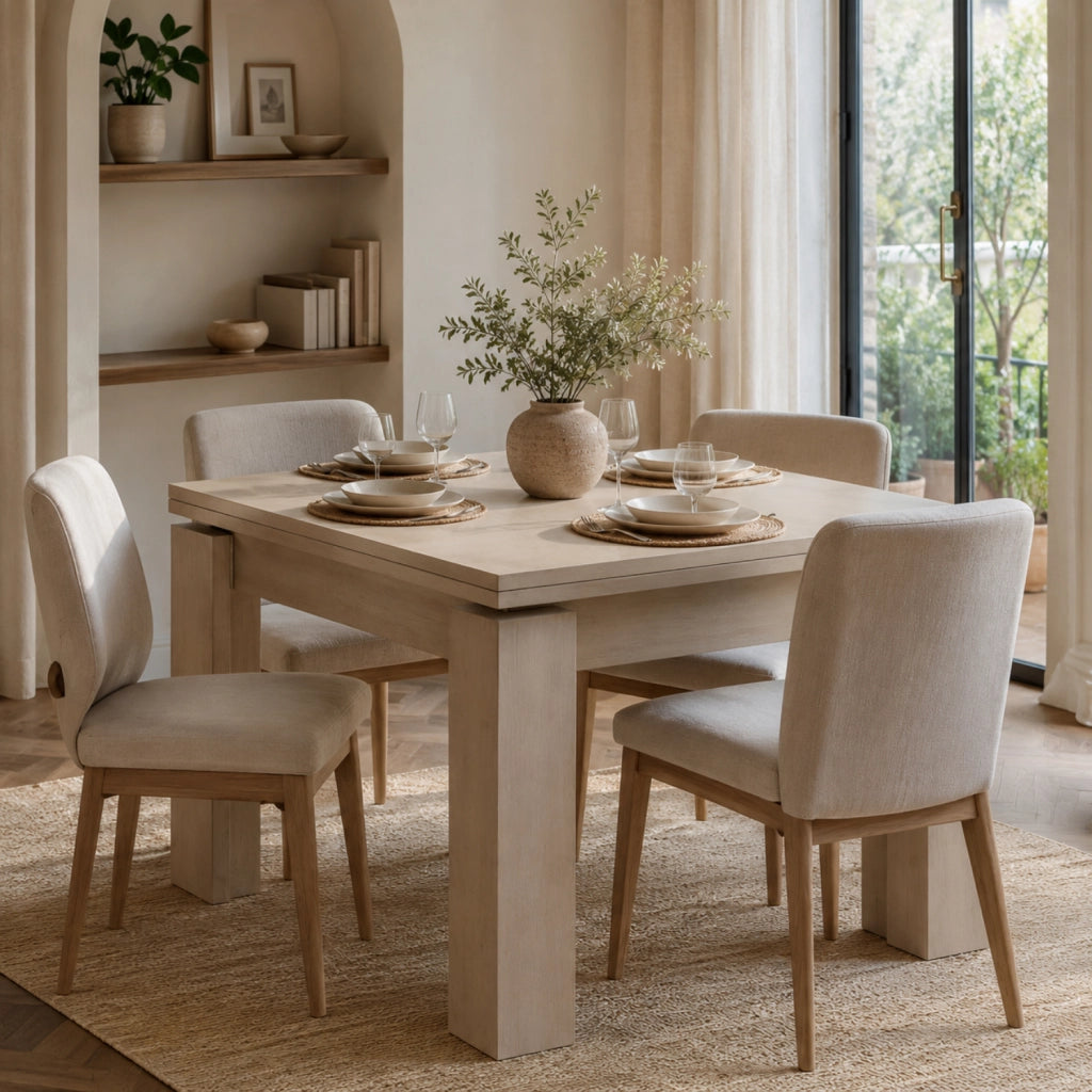Tavolo Estensibile Moderno Da 4 A 8 Persone Con Struttura Solida Gambe Spesse Design Essenziale Apertura Centrale Perfetto Per Cucina O Sala Da Pranzo 90 X 90 / 180 X 90 Cm Cashmere