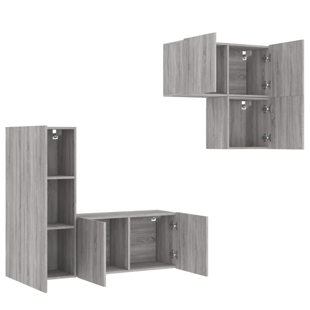 Mobili TV a Muro 4pz Grigio Sonoma in Legno Multistrato 3216433