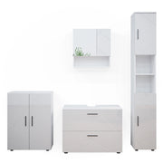 Vicco Set mobili bagno Bianco lucido 4 pezzi, con cassettiera e mobile midi