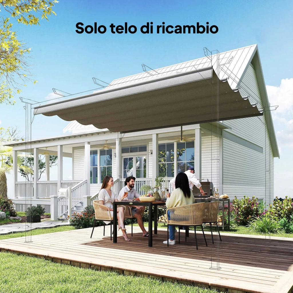 Tetto di Ricambio per Gazebo 3x3 m con 10 Fori di Drenaggio in Poliestere Grigio Chiaro