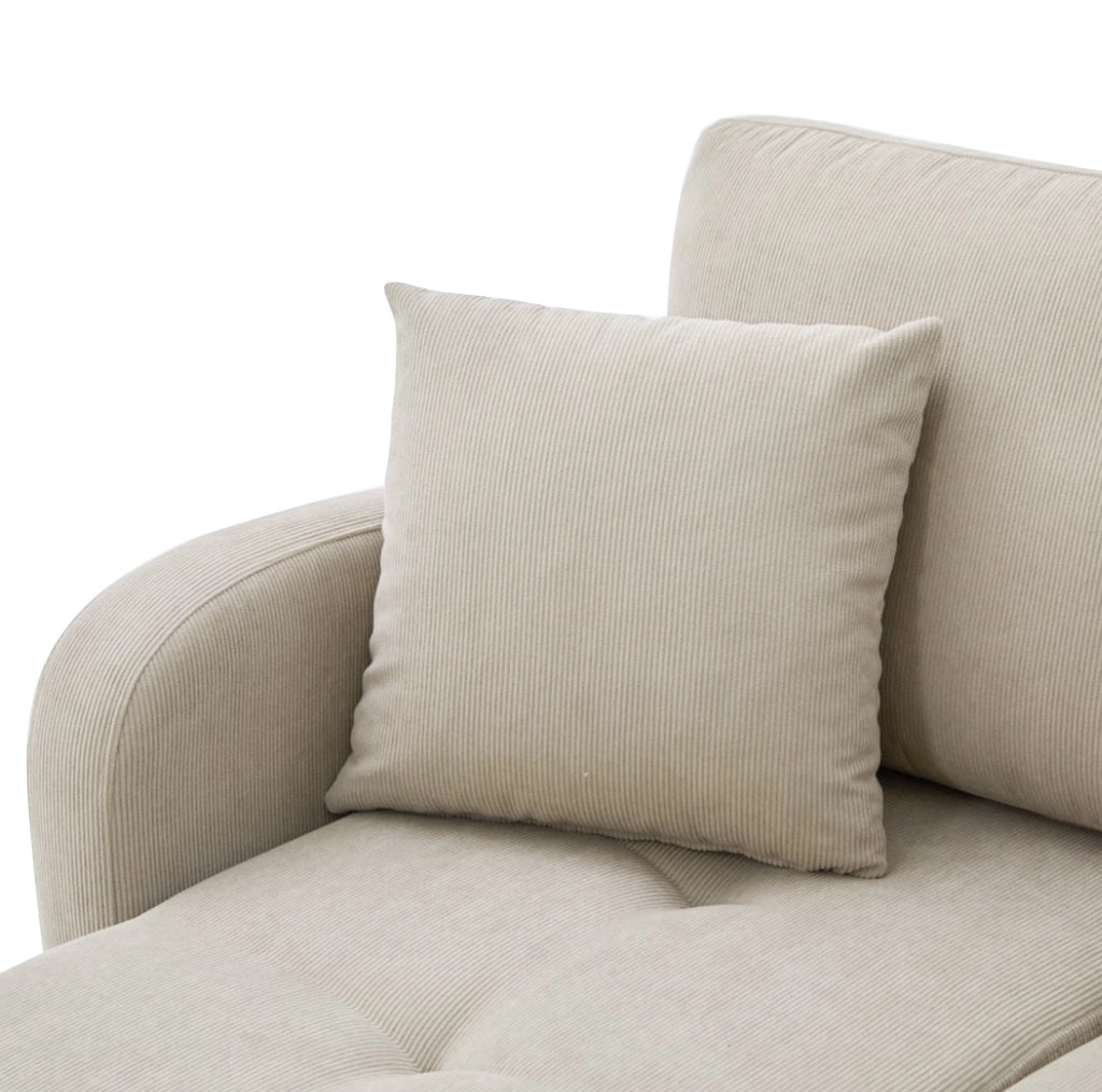 Divano angolare modulare a L con chaise longue 166 x 118 x 77 cm; tessuto corda marrone grigio