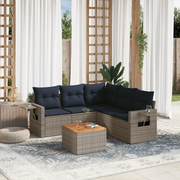 Set Divani da Giardino 6 pz con Cuscini Grigio in Polyrattan 3224563
