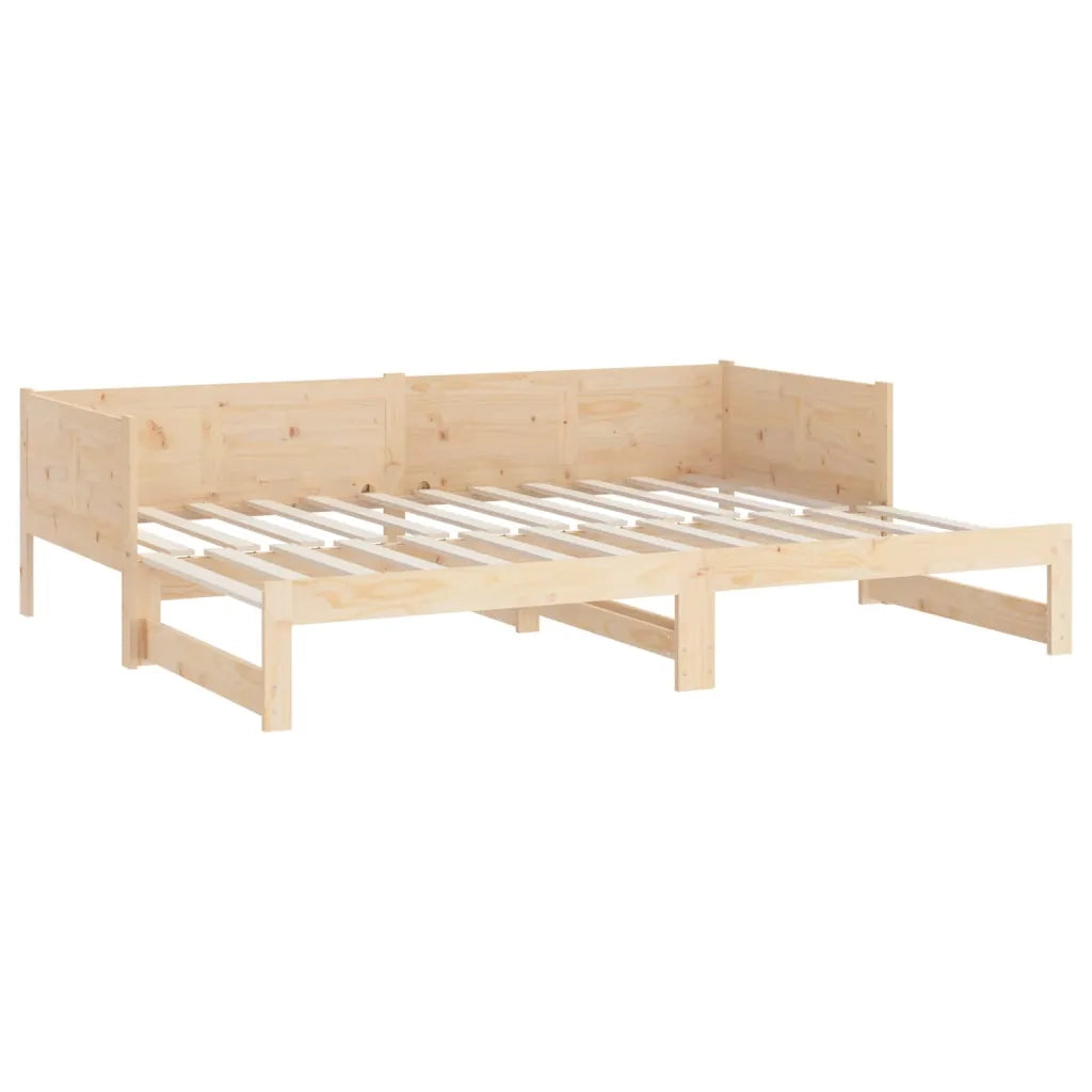 Letto singolo | Letto per adulti | Dormeuse Estraibile in Legno Massello di Pino 2x(80x200) cm