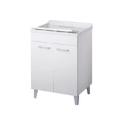 Mobile lavatoio per interni 60x50 cm bianco - vasca e asse in PP, sifone e troppopieno | Pratika