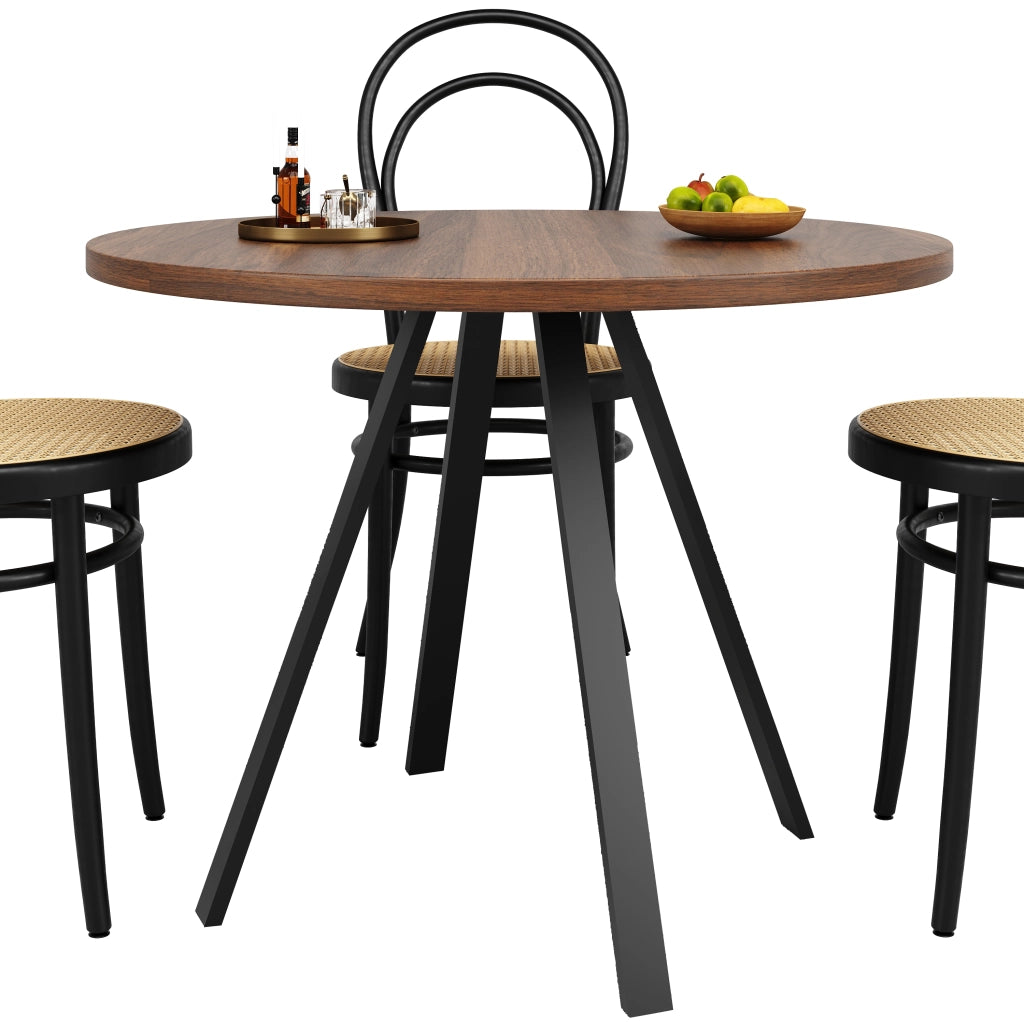 Tavolo da Pranzo Rotondo ¨C MINIMAL ¨C Legno Noce e Metallo Nero 80x80x75cm