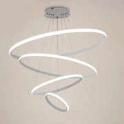 Trade Shop - Lampadario Sospeso Led 120w 4 Cerchi Pendente Rotondo Anelli Bianco Luce 4000k 50279 -