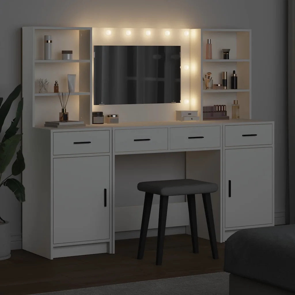 Set da tavolo da trucco con LED 3 pcs Bianco Legno multistrato 3334281
