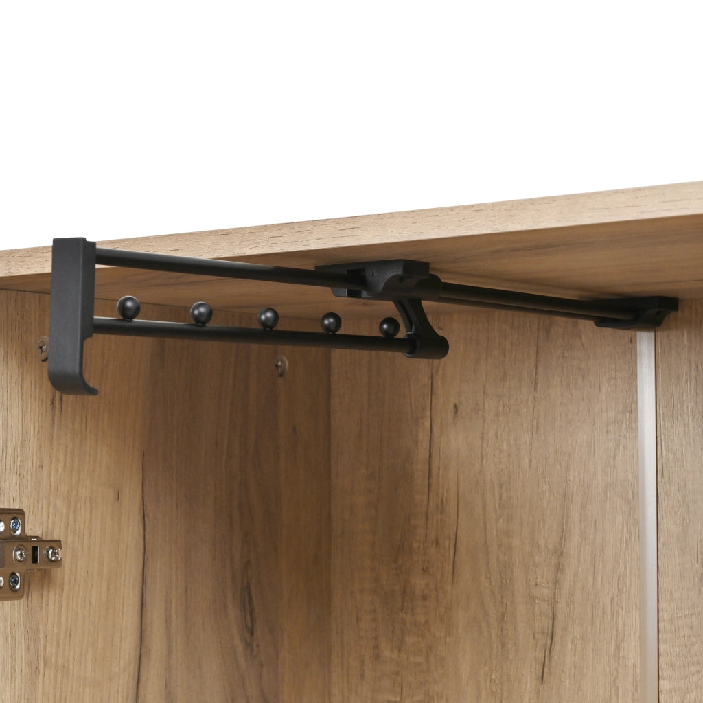 Mobile ingresso con specchio; scarpiera; panca; asta estraibile e 4 ganci - 160x38x180 cm