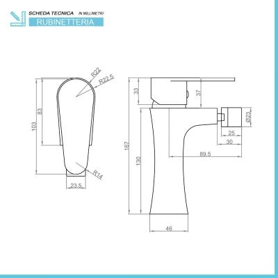 Set miscelatori lavabo bidet vasca nichel nero satinato serie  Lizzy