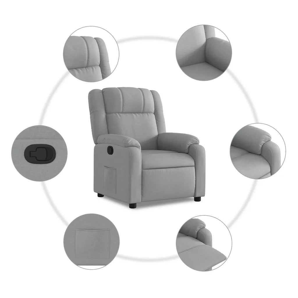 Divano Sedia-Poltrona reclinabile in Tessuto Grigio Chiaro 251456