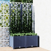 Fioriera da giardino con traliccio-Vaso da Esterno-Vaso con Griglia blu grigio 80x40x136 cm PP