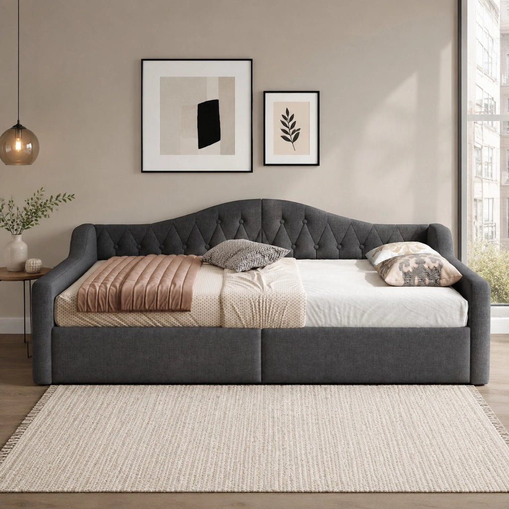LETTO da giorno 140x200 cm con LED e vano contenitore sotto Grigio