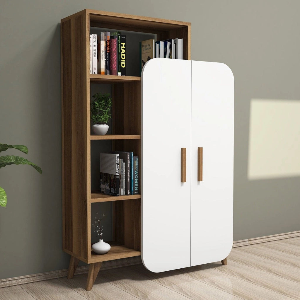 Libreria in legno "Form" 90 x 32 x 132 cm - Noce