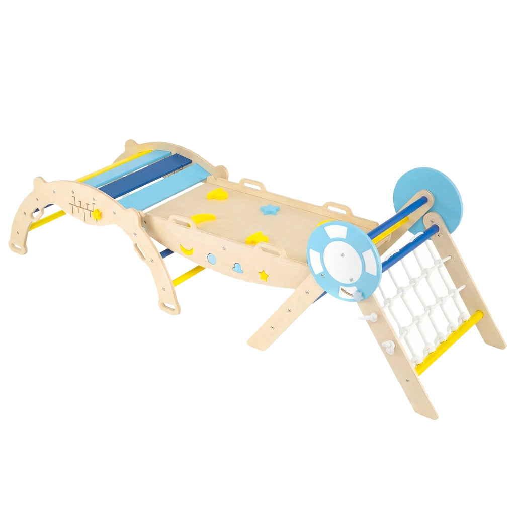 Set da arrampicata a triangolo palestra pieghevole nautica arco rampa scala corda-Gioco montessori blocchi labirinto per bambini cameretta asilo