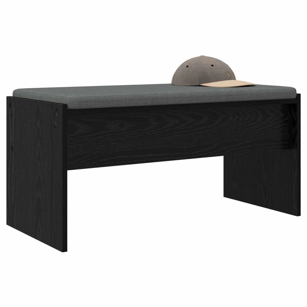 Panca per ingresso con cuscino-Sgabello-Panca da Corridoio Rovere Nero 83 x 38 x 40 cm
