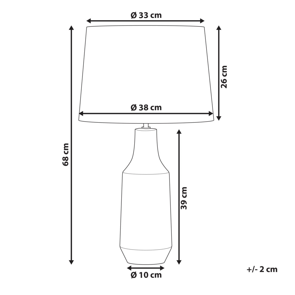 Lampada da tavolo Base in ceramica nera 68 cm Paralume in tessuto bianco Lampada da comodino classica