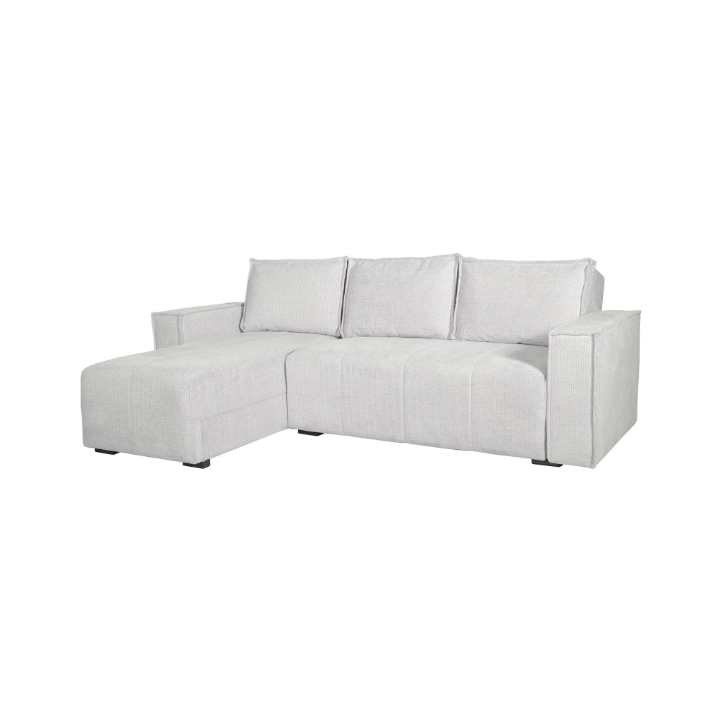 Naturno, Divano Letto con Penisola Contenitore, 237x169 cm Bianco