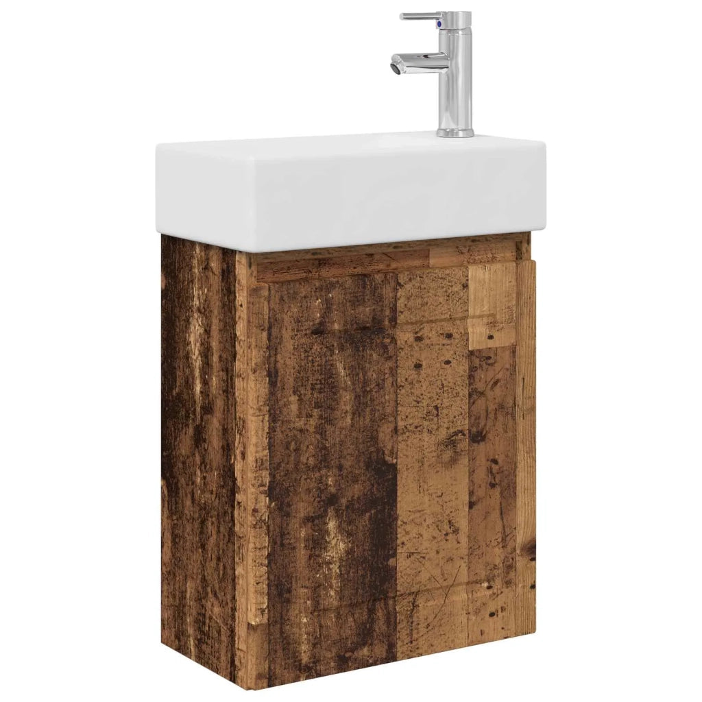 Mobile bagno con rubinetto Legno antico 45,5 x 22,5 x 84 cm 889519