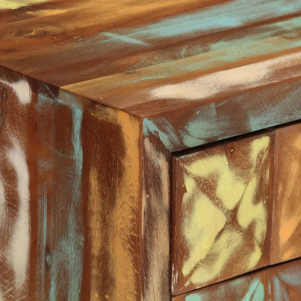 Cassettiera Multicolore 70x35x70 cm Legno Massello di Recupero 358186