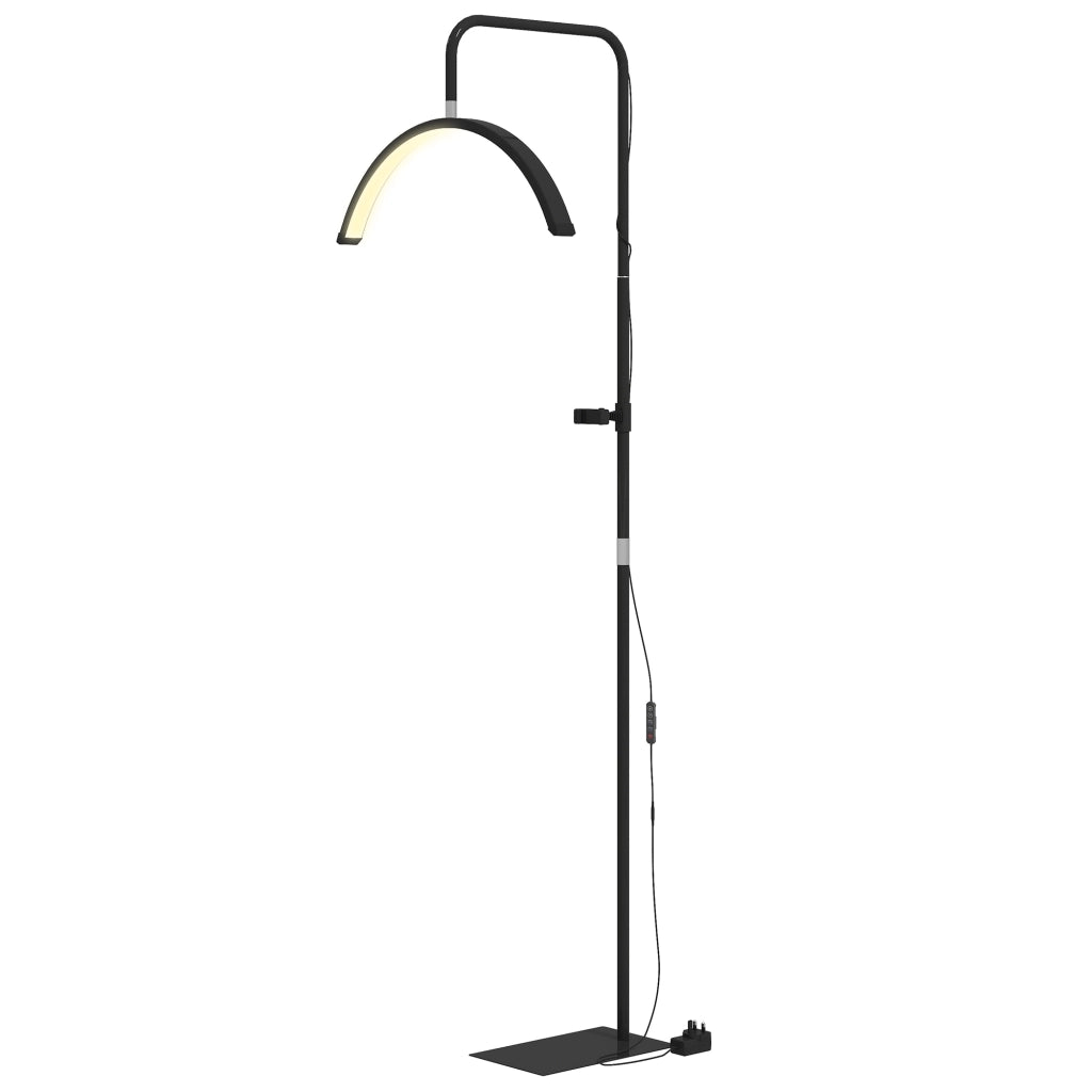 Lampada da Terra LED con Testa a Mezza Luna, Altezza e Temperatura Colore Regolabili, Telecomando, Nero
