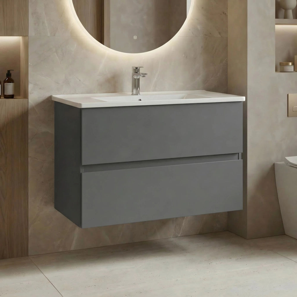 Mobile lavabo "Nest 91 v2" - 91 x 51 x 55 cm - Grigio opaco