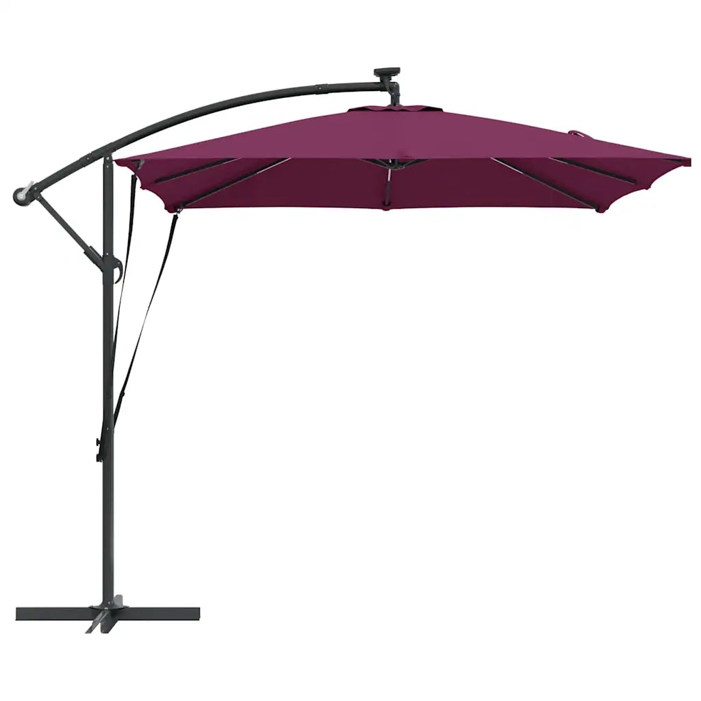Ombrellone con strisce LED-Ombrello da giardino Rosso Bordeaux 249 x 249 x 250 cm