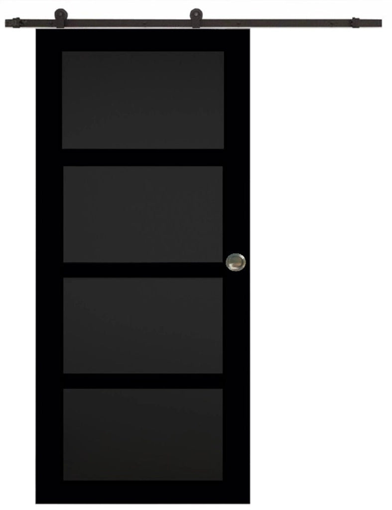 Porta scorrevole Telia nera 4 pannelli H204 x L83 + Guida a rulli e 2 gusci