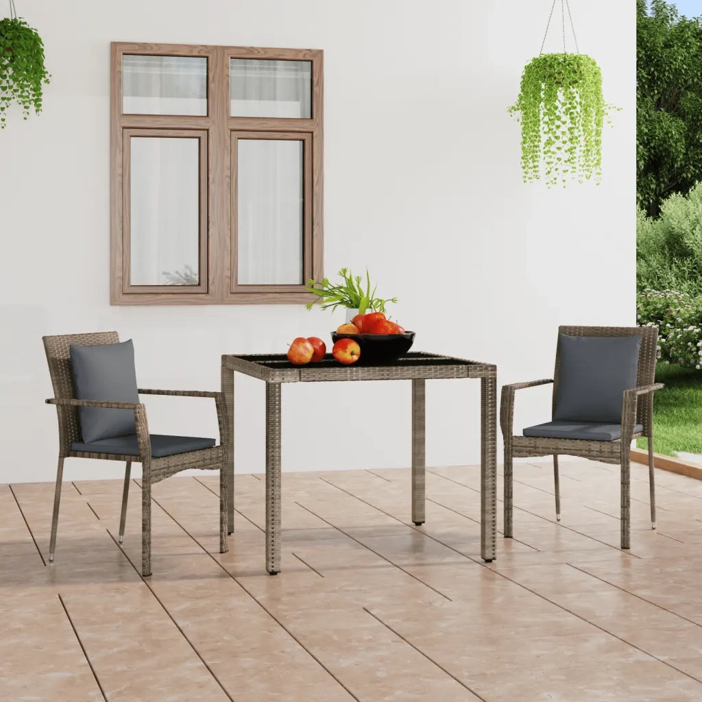 Sedie da Giardino con Cuscini 2 pz in Polyrattan Grigie 319878