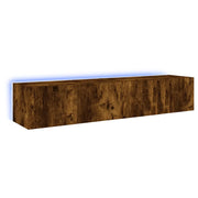 Mobile TV multimediale da parete mensola TV credenza mobile TV sala da pranzo soggiorno camera da letto e luci LED 2 pezzi rovere affumicato 80 x 35 x 31 cm marrone 02_0029146