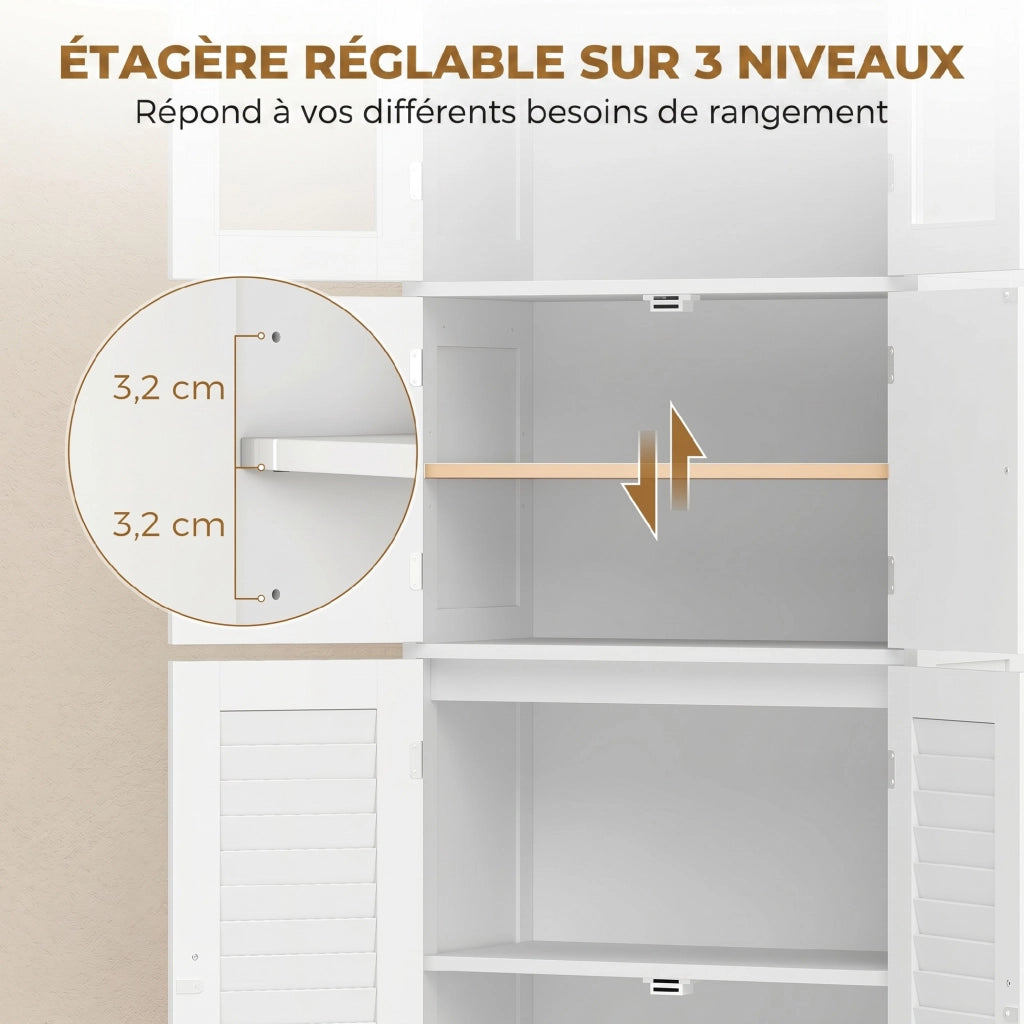 Mobile da Bagno Alto con 6 Ante ¨C Zephmum ¨C Bianco 60x30x