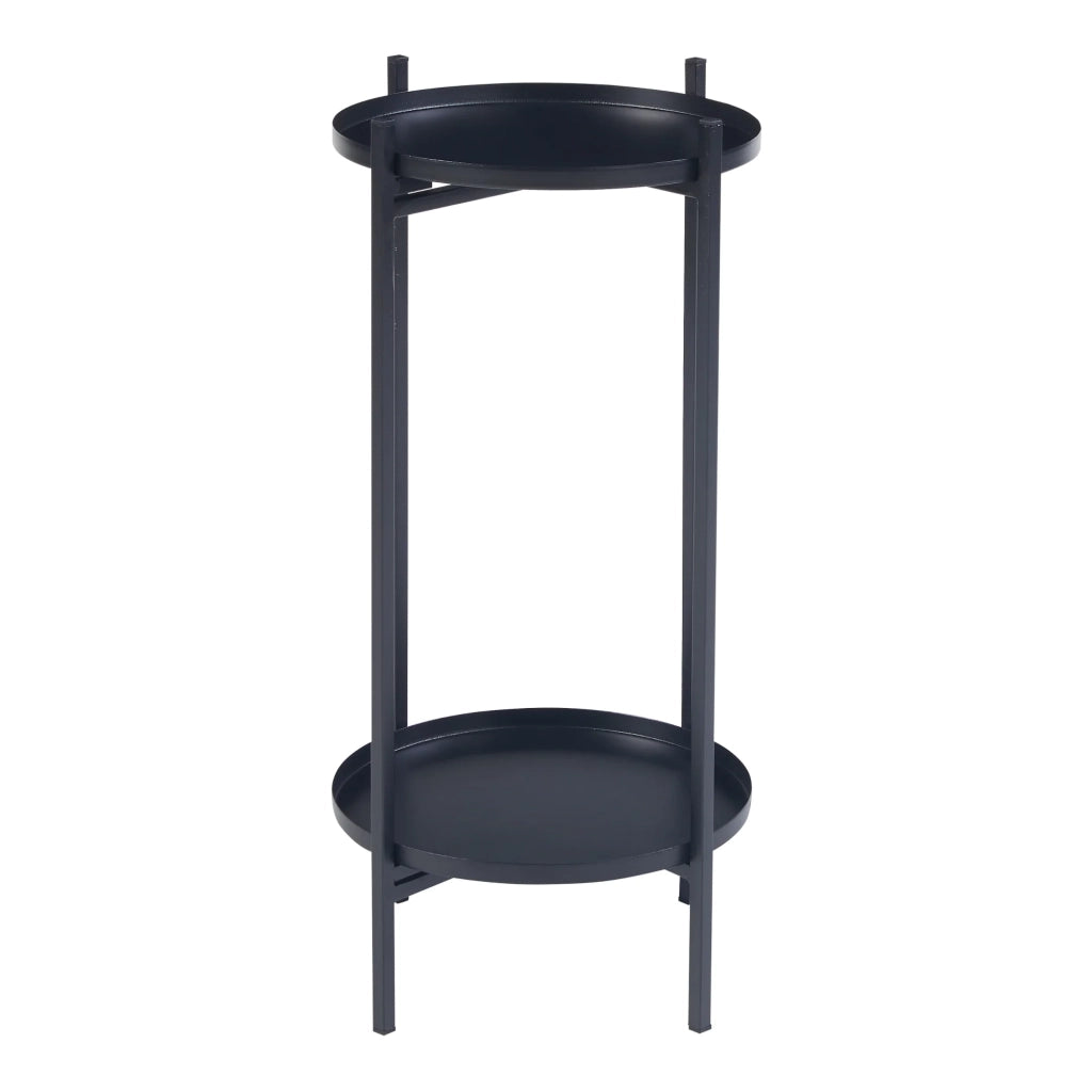 Supporto per piante in metallo a 2 livelli 54 x 25 cm nero 03_0010713