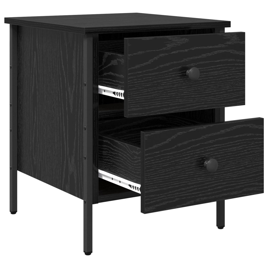 Mobiletto Comodino Nero di Quercia 40x42x50 cm in Legno Ingegnerizzato