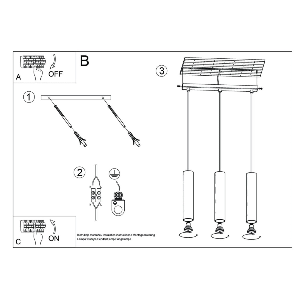Lampada a sospensione LAGOS 3L taupe