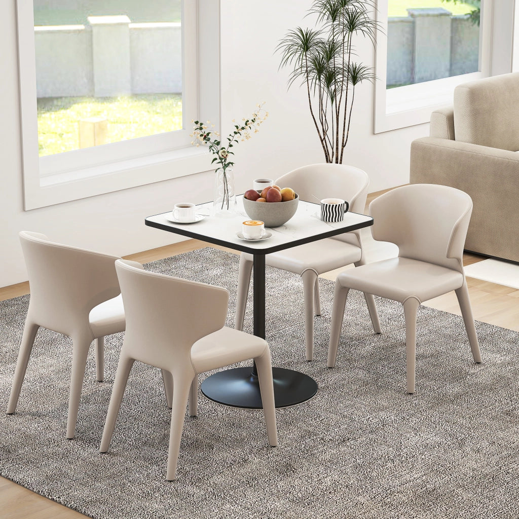 Tavolo da pranzo per 4 persone ¨C zephmum ¨C bianco, effetto marmo, 70x70 cm