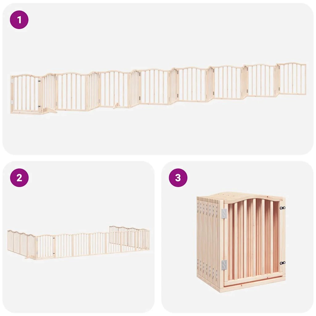 Cancelletto di sicurezza per animali domestici porta pieghevole 15 pannelli legno di pioppo marrone 02_0023199